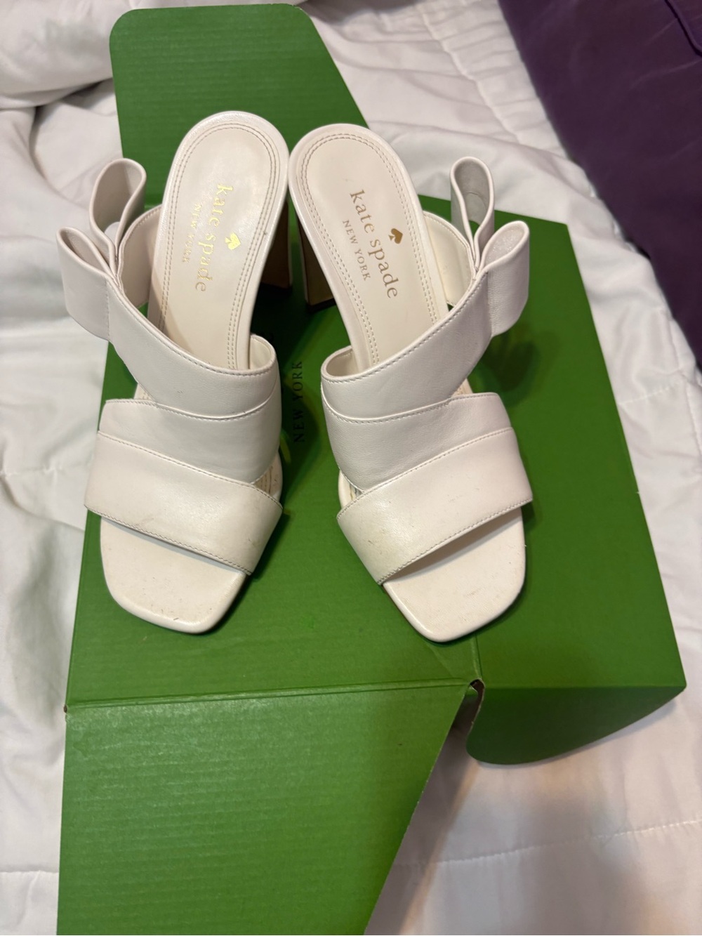kate spade Cream Leather Strappy Slide Sandals